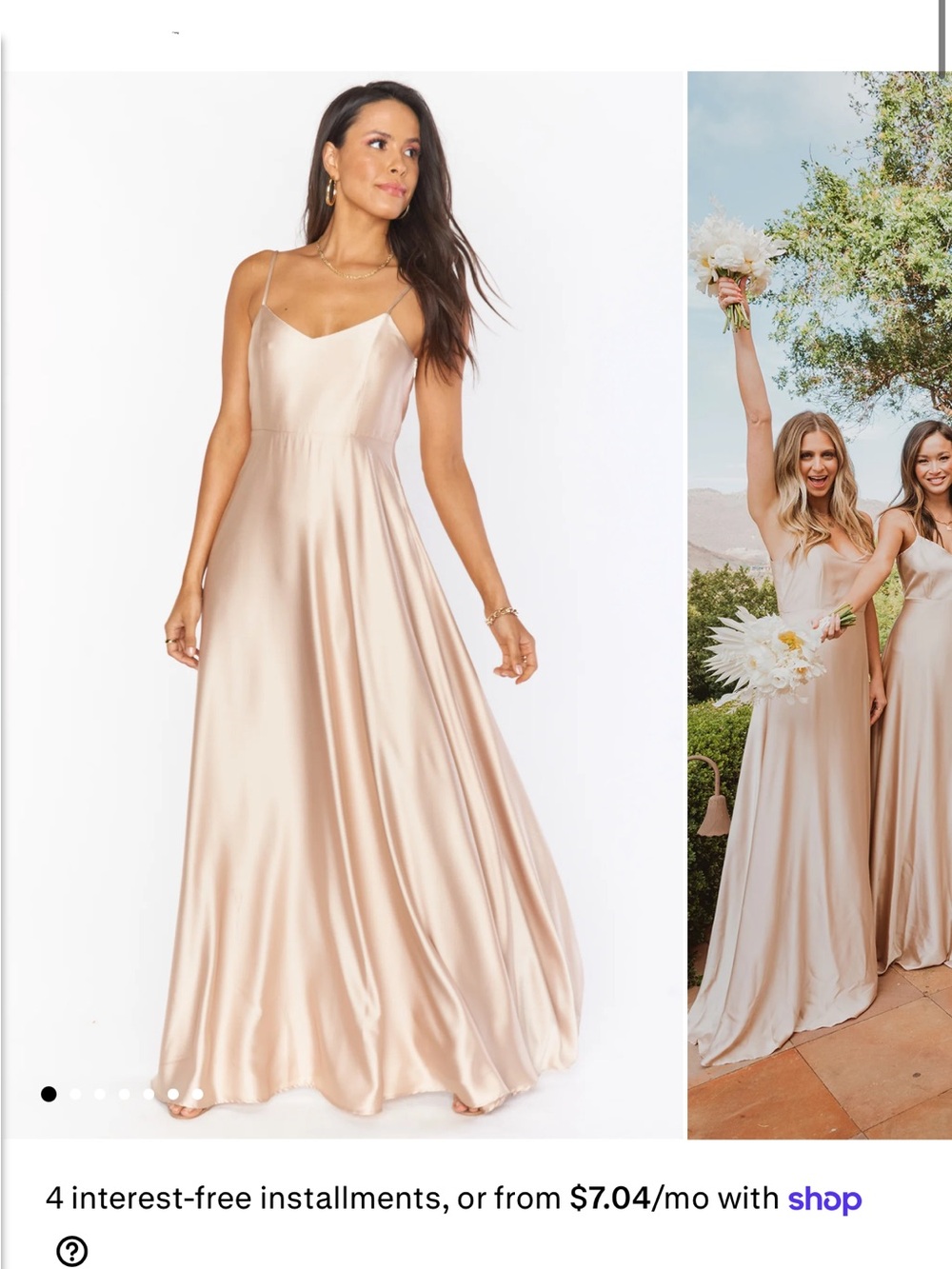 Show Me Your MuMu Satin Maxi Dress in Champagne